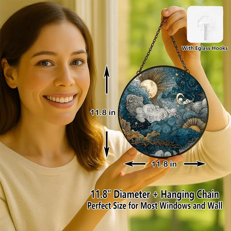 Himmlischer Himmel, Buntglas-Fensteraufhängung, Sonnenfänger, Innenfenster, Buntglasscheiben, Wanddekoration für Mutter, Ehefrau, Liebhaber, 30 cm