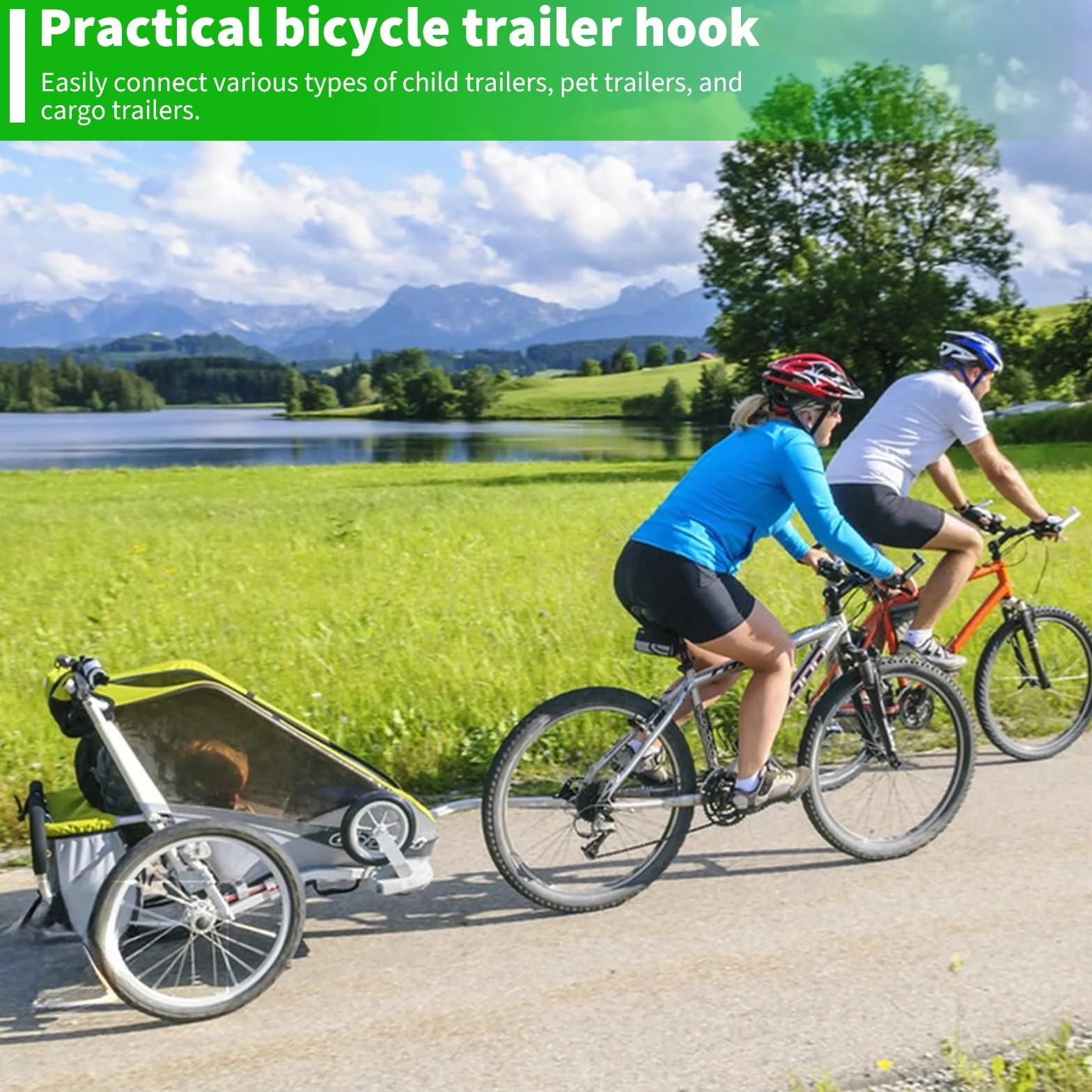Fahrradanhänger Kupplung Universal, Fahrrad Anhängerkupplung, Aluminiumlegierung, für Runde und Ovale Rohre, Linkes Verbindungsstück, für Kinder, Haustiere und Lastenfahrradanhänger