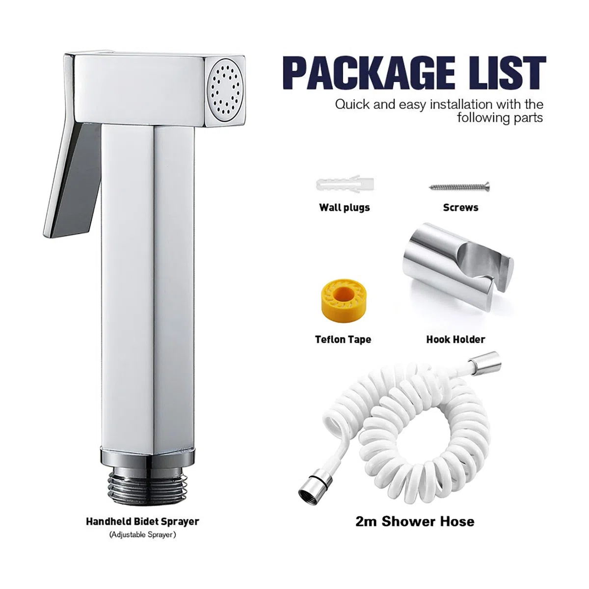 Tragbares Bidet-Sprühgerät for die Toilette, verchromtes tragbares Stoffwindel-Sprühset Messing-Badezimmer-Bidet-Sprühgerät mit Halterung for die persönliche Hygiene, Baden von Haustieren, PVC-Schlauc