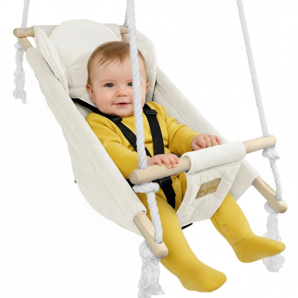 BlueKitty Wiege; Schaukel; Liegestuhl für Kinder; Babyschaukel; Kinderschaukel mit Kissen; Schaukel für Haus und Garten; Babyschaukel, Stoffschaukel, Kleinkindschaukel, Holzschaukel