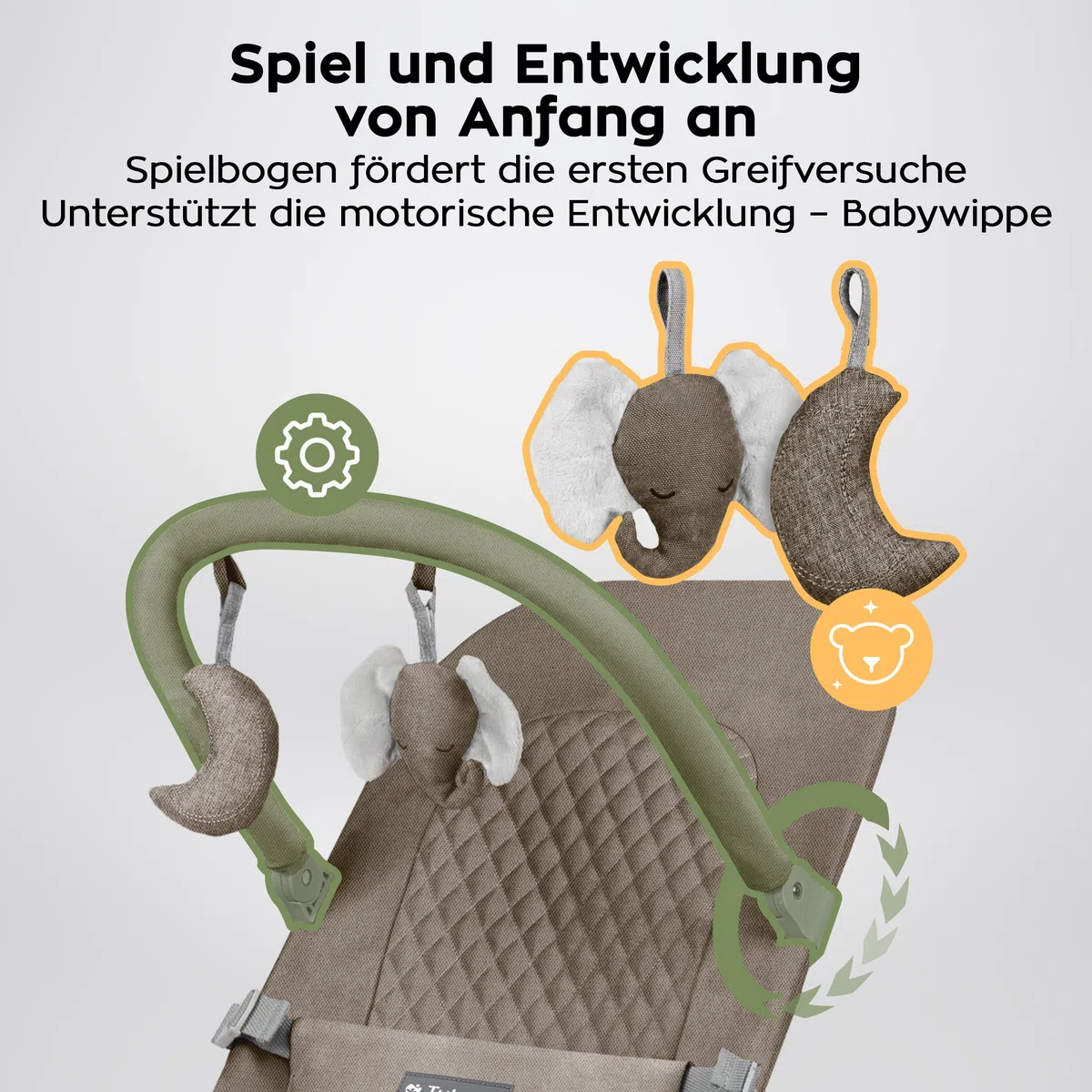 Tulano Moon 30 Ergonomische Babywippe - Babyschaukel für Kleinkinder - Beige