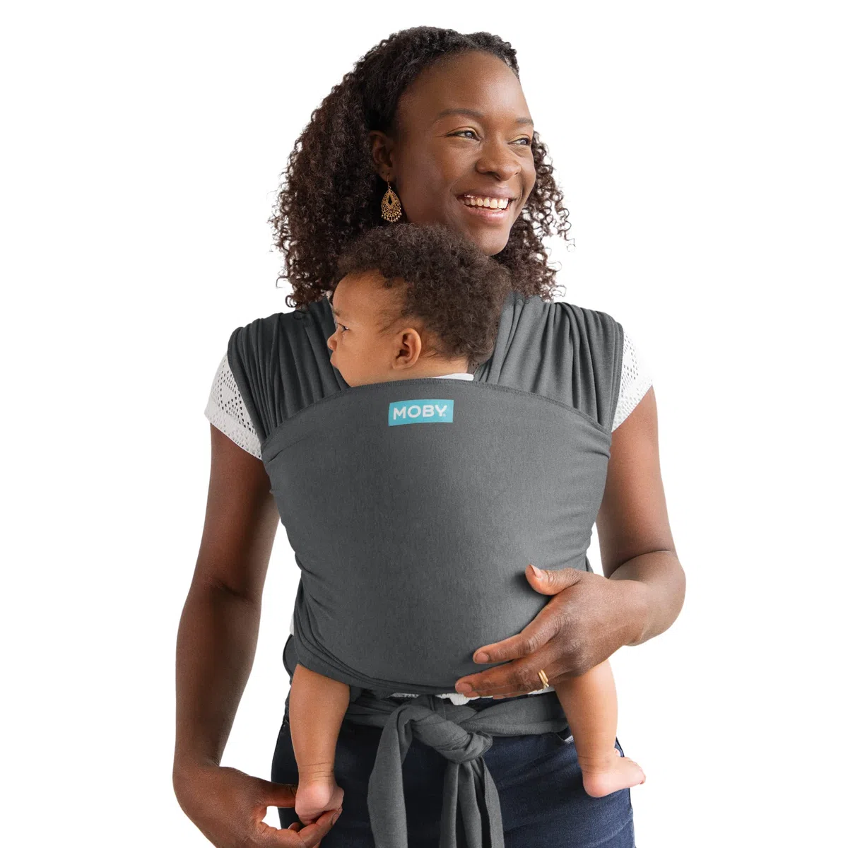 Moby Wrap Babytragetuch für Neugeborene bis Kleinkind - Element - Baby Wrap Carrier Slings - Perfekte Babyhalterung für Mama & Papa - Verstellbar für alle Körpertypen - Asphalt