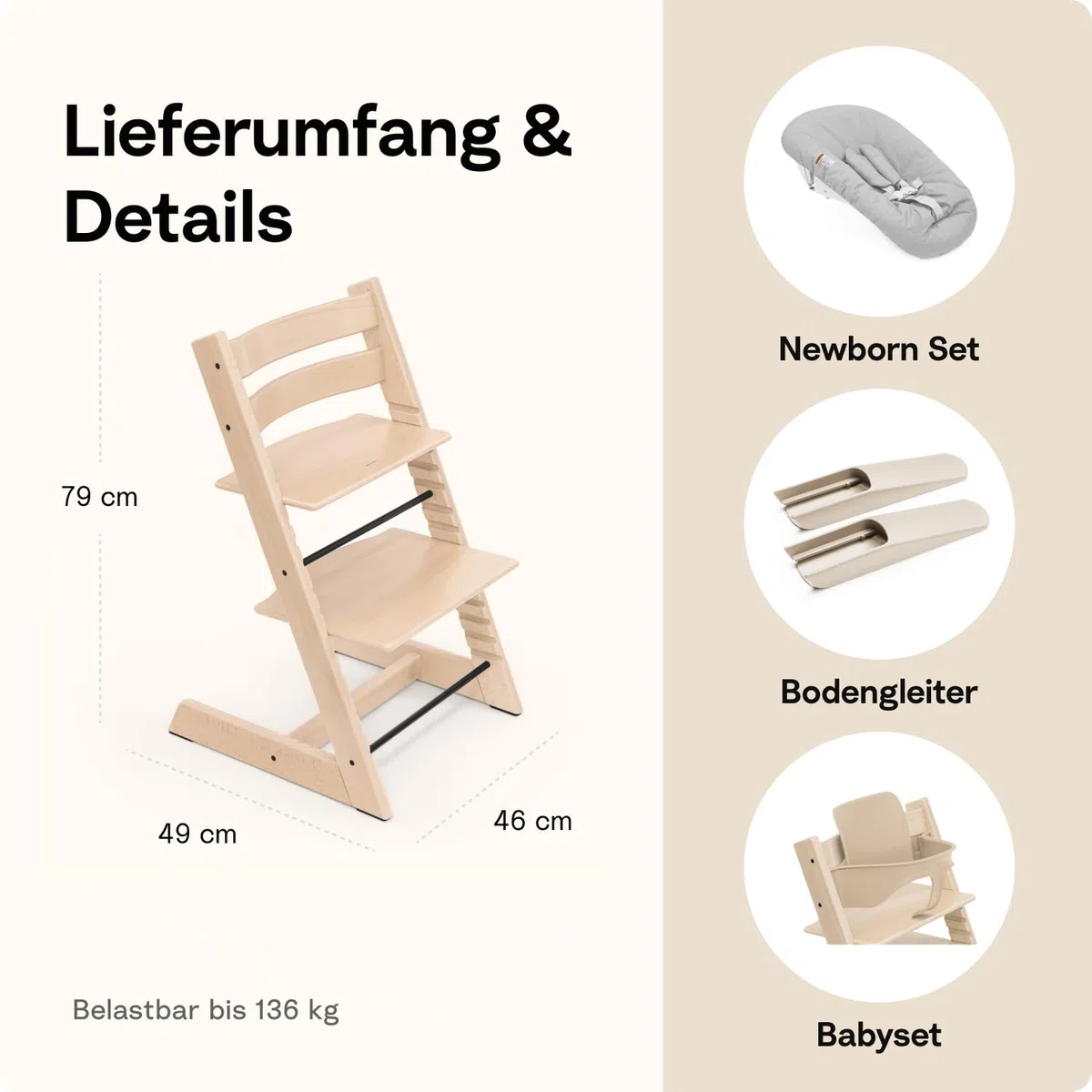 Stokke Tripp Trapp Hochstuhl Glacier Green, inklusive Stuhl und Babyset 2 mit Babyset, sicher, verstellbar, ergonomisches Design