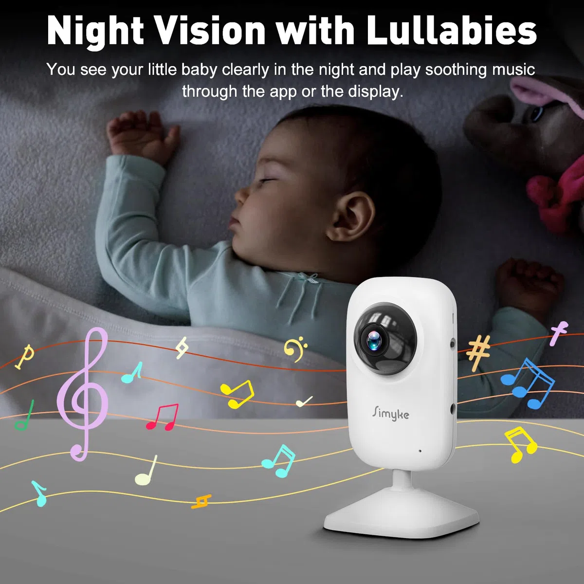 Simyke Smart Baby Monitor mit 2 Kameras und Audio 2.8'' Bildschirm WLAN ON/Off Switch Vision 2-Wege-Gespräch, 1200ft Lange Reichweite Fütterung Uhr Temperatur-Erkennung, tragbare drahtlose Baby Cam