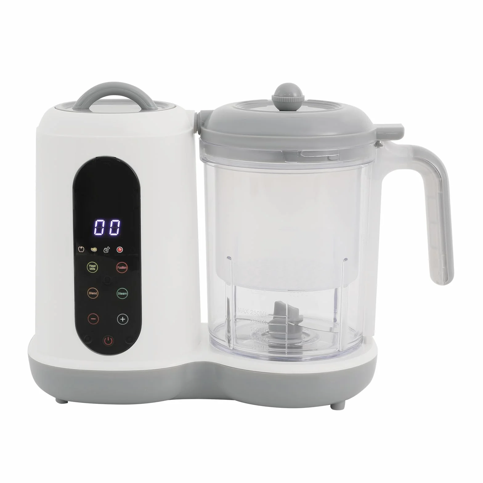 Multifunktions Mixer für Babynahrung, Gemüse und Obst, 450W Babynahrungszubereiter Dampfgarer & Zerkleinerer, 400ml Kapazität, Ideal für Familien, Kindergarten & Küche, Weiß