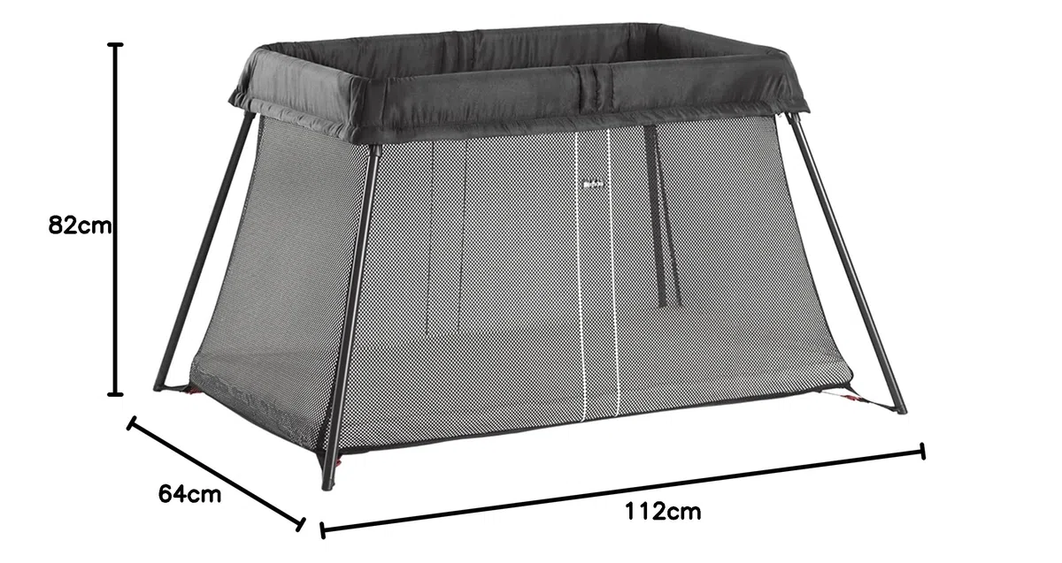 BabyBjörn Reisebett Light mit Spannbetttuch, Schwarz