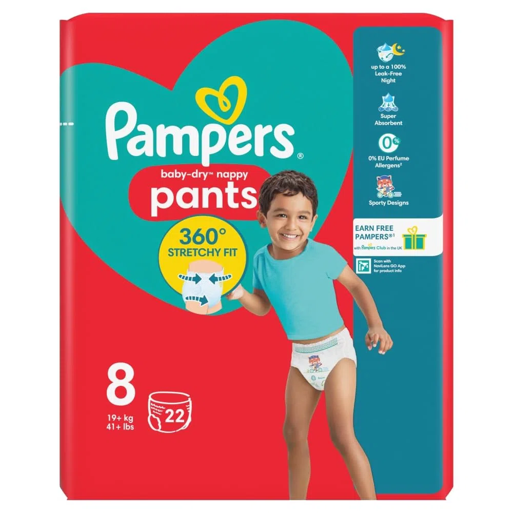 Pampers Baby-Dry Nappy Pants, Größe 8, 22 Einheiten, 19kg+
