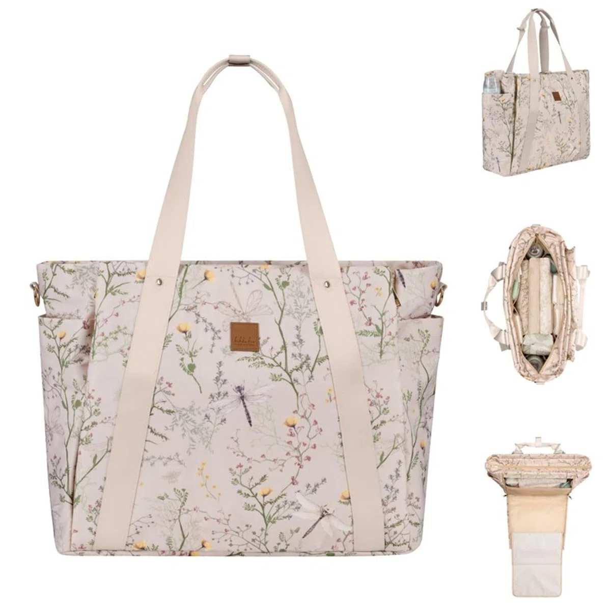 Kikkaboo Wickeltasche Florence Wickelunterlage, Reißverschluss, Flaschentaschen beige