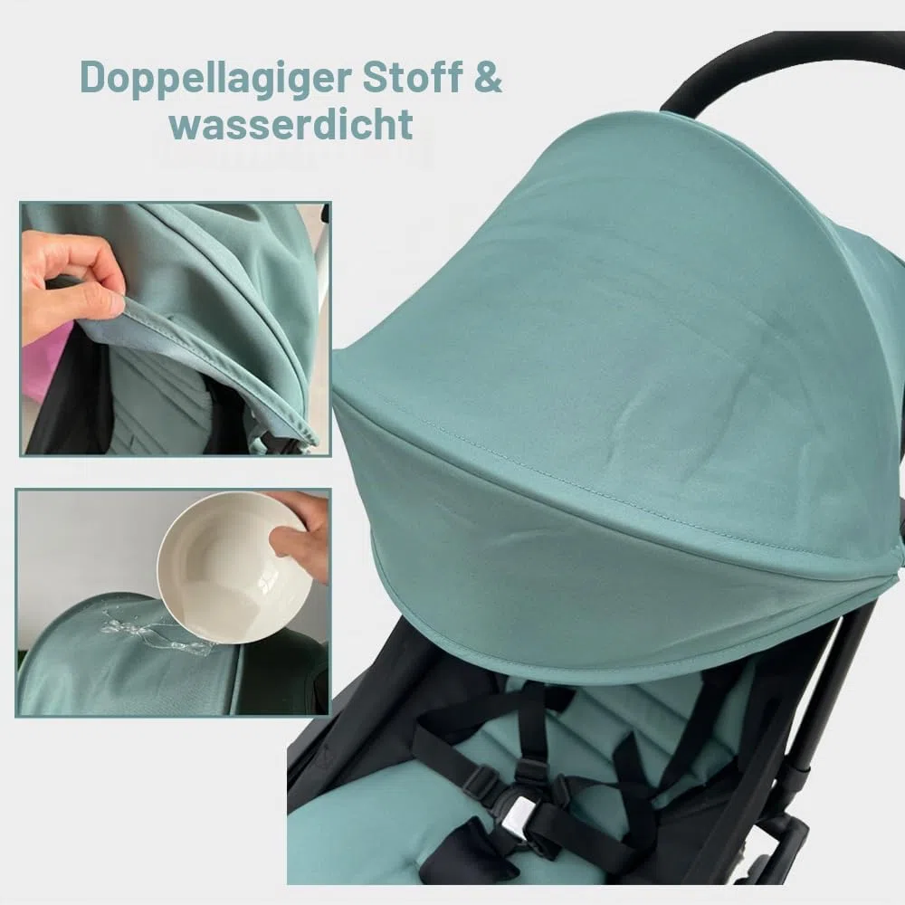 Kinderwagen-Zubehör-Ersatzset, Markisen und die Kissen kompatibel mit YOYO 2 und YOYO+ Kinderwagen, doppellagiger wasserdichter Stoff (Aqua Blue)