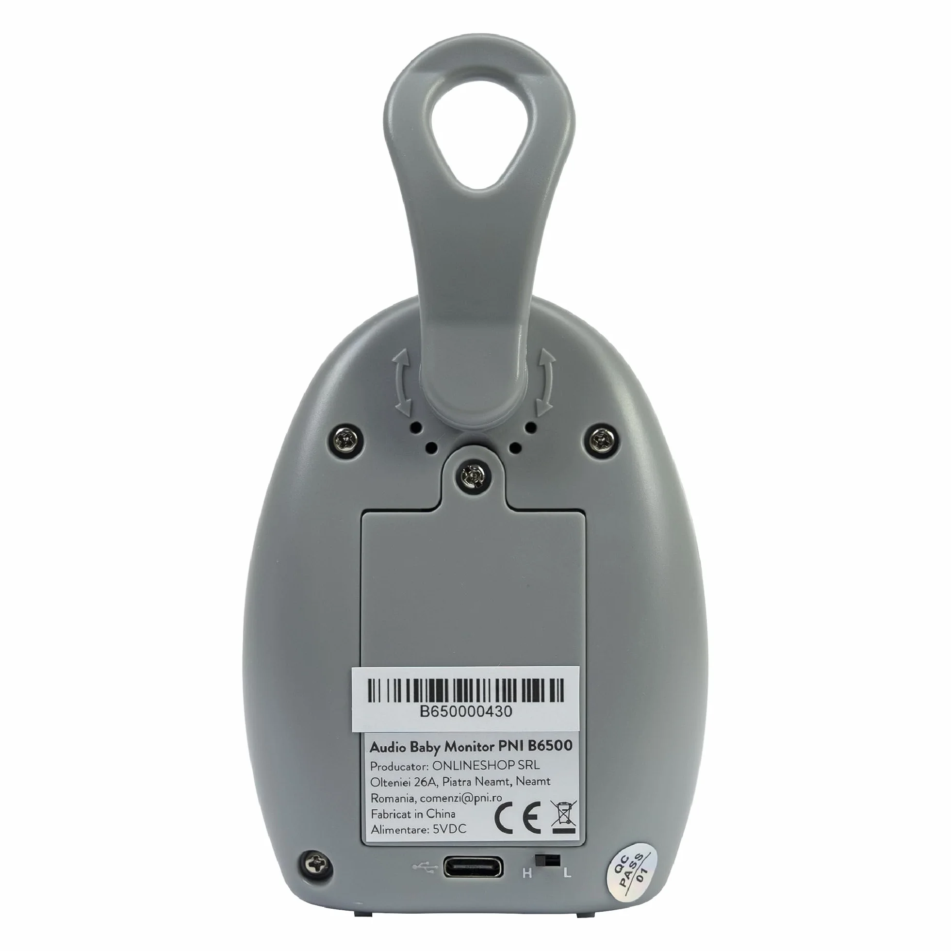 Audio Babyphone PNI B6500 kabellos, Gegensprechanlage, mit Nachtlampe, Vox- und Pager-Funktion, einstellbare Mikrofonempfindlichkeit