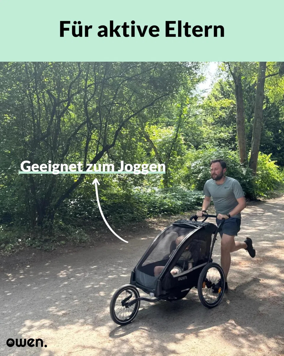 OWEN Kinderwagen 3-in-1 (Multi-Buggy mit Jogger, Fahrradkupplungsset & Fahrradverbindungsarm) | 1 Kind | Kinderanhänger Fahrradanhänger | 360 Grad Rad mit Federung Buggy Jogginrad & Fahrradverbindung