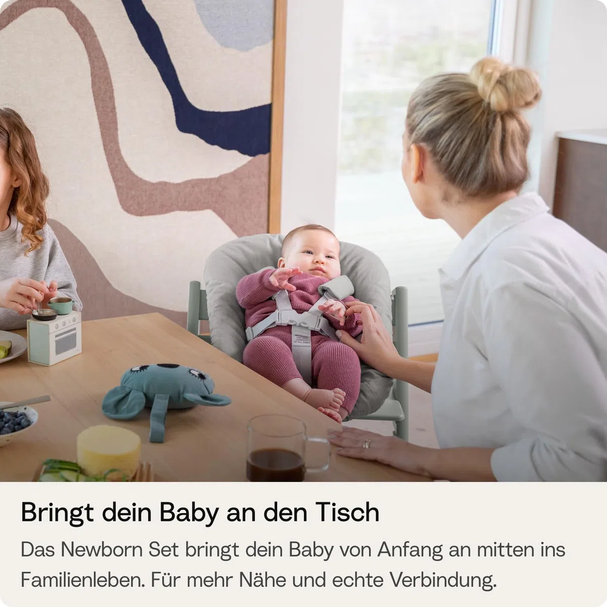 Stokke Tripp Trapp Hochstuhl Glacier Green, inklusive Stuhl und Babyset 2 mit Babyset, sicher, verstellbar, ergonomisches Design