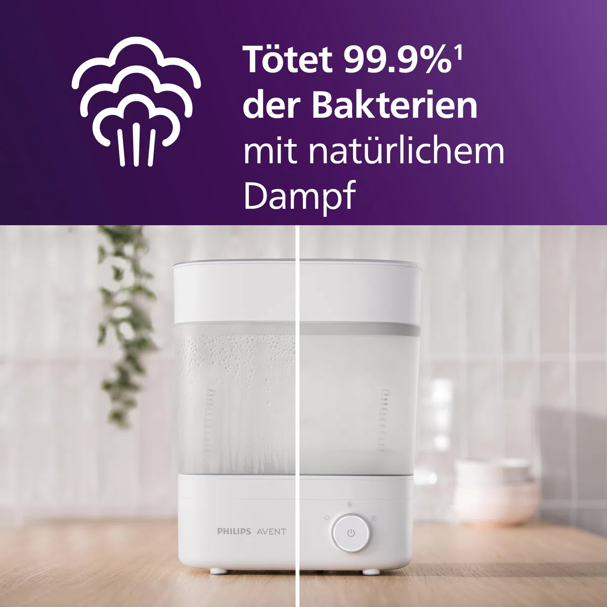 Philips AVENT SCF293/00 Babyfläschchen-Sterilisator und -Trockner Premium, 99,9% Bakterienentfernung, Kapazität 6 Fläschchen