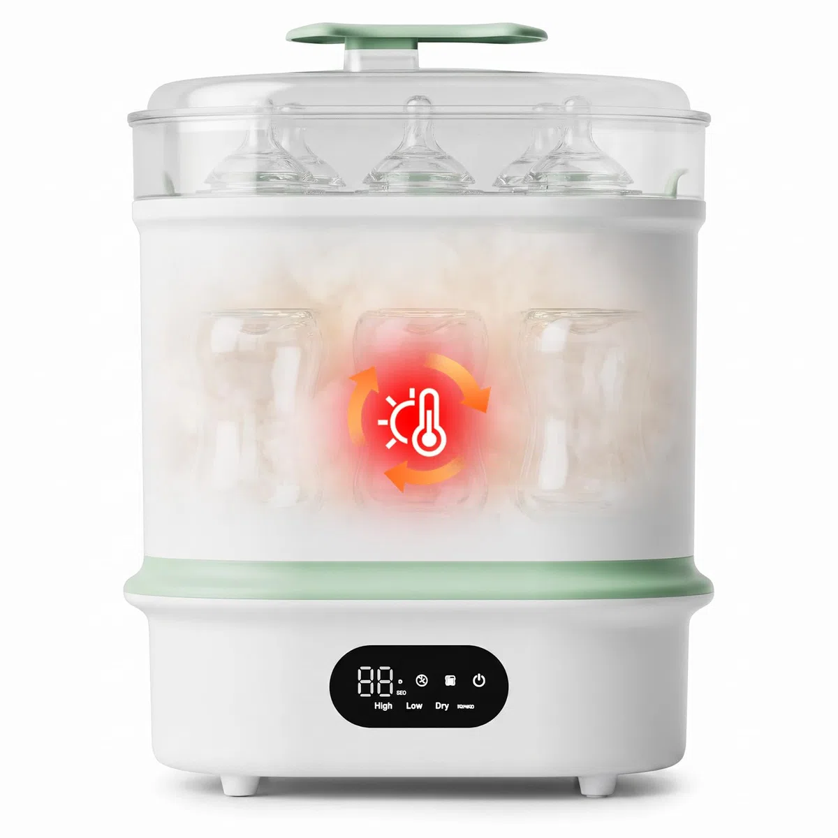Dampfsterilisator und Trockner für Babyflaschen – 4-in-1 Elektrischer Flaschensterilisator für Flaschen, Milchpumpen-Zubehör, Einstellbarer Timer, 6 Flaschen Kapazität, Automatische Abschaltung