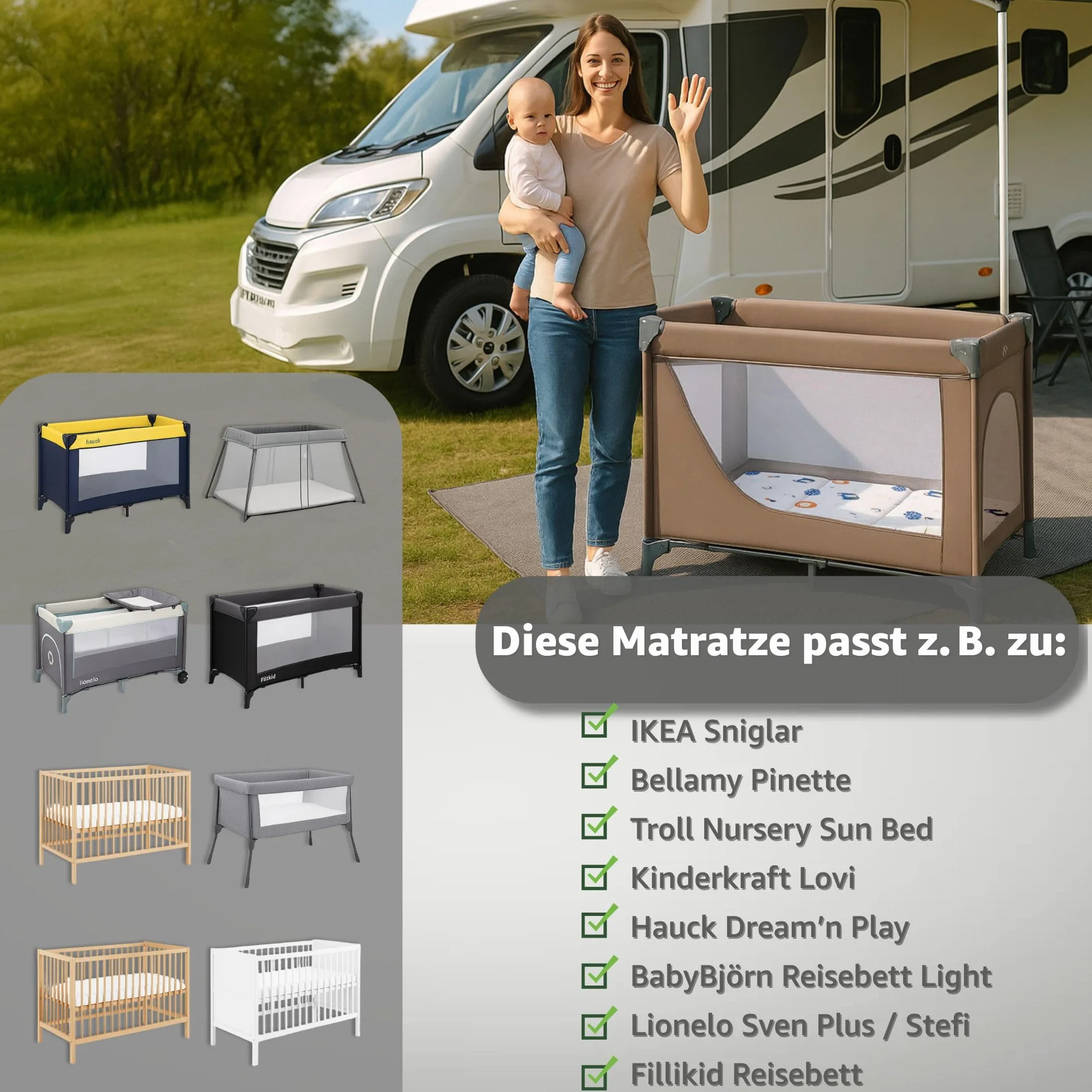 Klappmatratze Faltbare Reisebett Baby Matratze 60x120 cm - Faltmatratze für Kinder Gästematratze klappbar Babymatratze Bodenmatratze Schlafmatratze und Reisematratze 60 x 120 cm Afrika