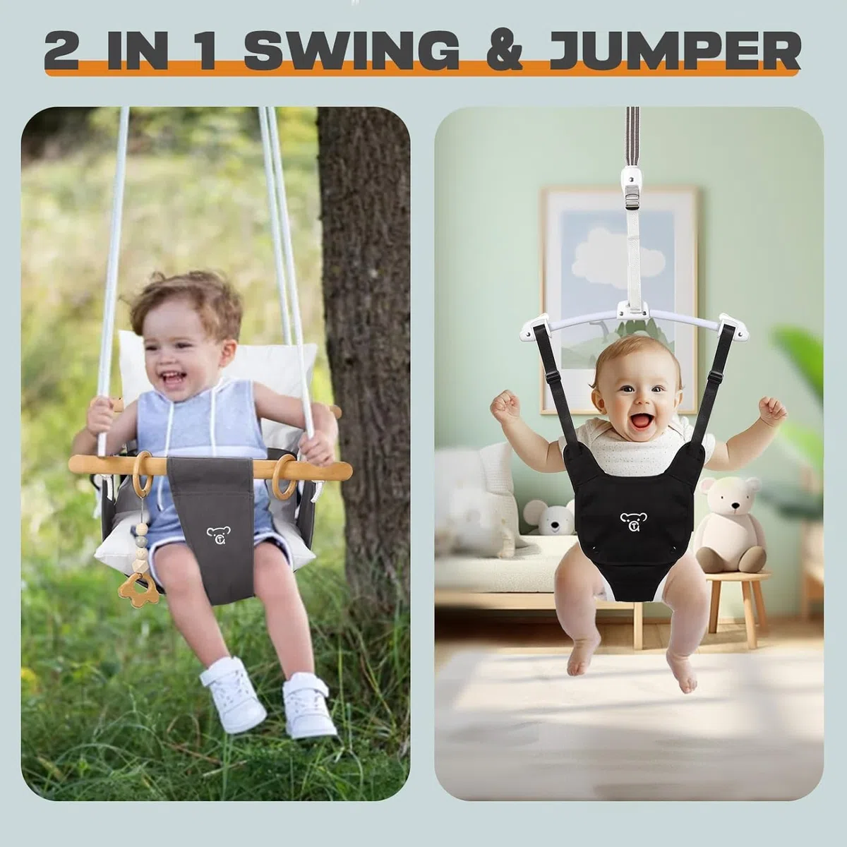 G TALECO GEAR 2 in 1 Baby Jumper mit Babyschaukel und Schaukelgestell, Babywippe und Schaukel, Indoor Babyschaukel und Türhopser Baby und Schaukelgestell Outdoor