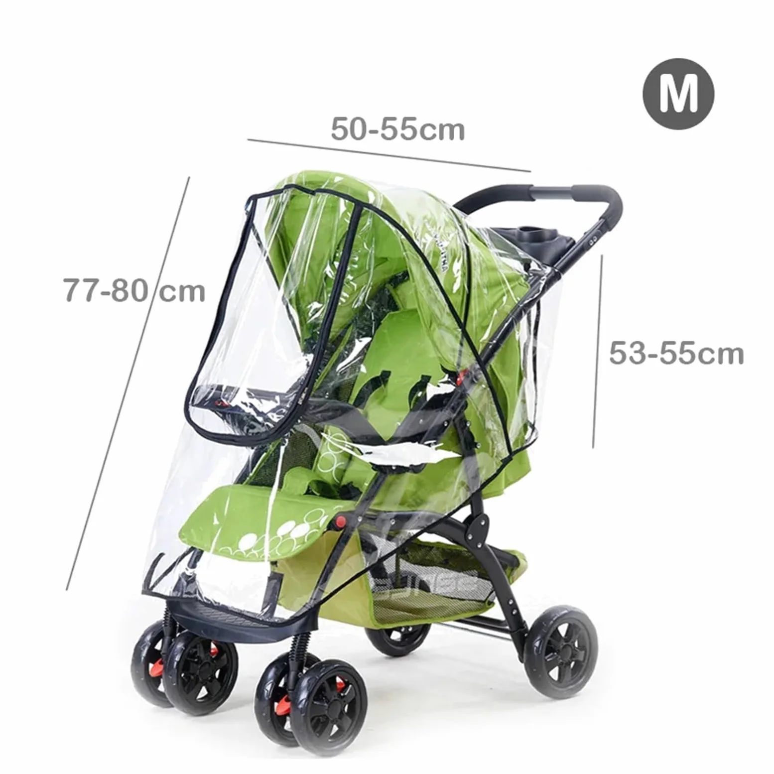 Regenschutz Kinderwagen Eva Kinderwagen Zubehör wasserdichte Regen Abdeckung Transparent Wind Staub Schild Reißverschluss Öffnen for Kinderwagen Regenmantel(Eva-U Open-Gray-L)