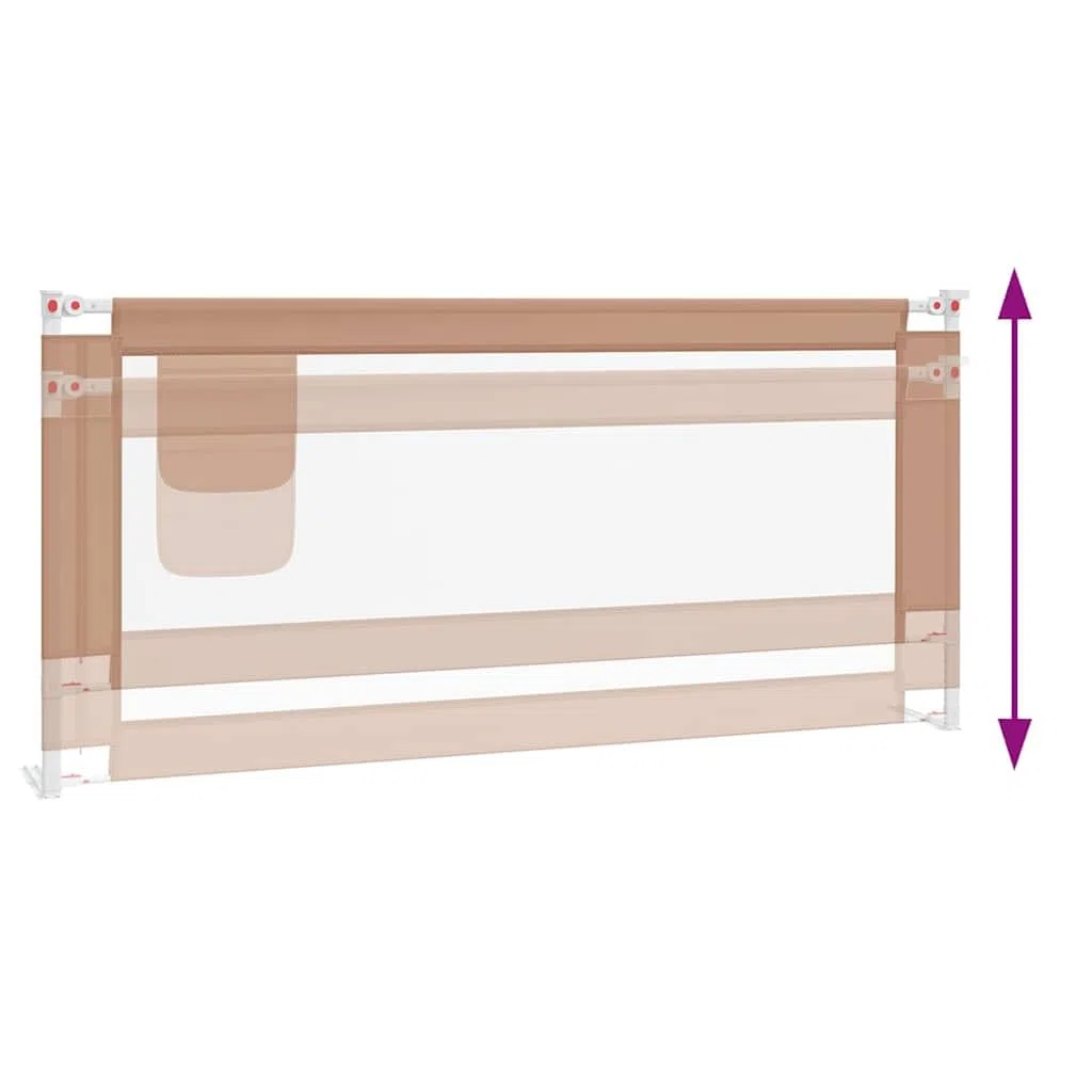 Kleinkind-Bettschutzgitter Taupe 200x25 cm Stoff mit Verstellbarer Höhe, Rausfallschutz für Kinderbett, Bettbarriere für Babysicherheit im Kinderzimmer und Elternbett