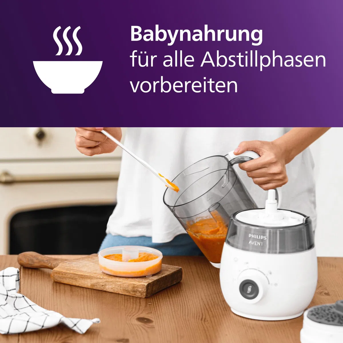 Philips Avent 4-in-1-Babynahrungszubereiter Dampfgarer Mixer SCF883/20