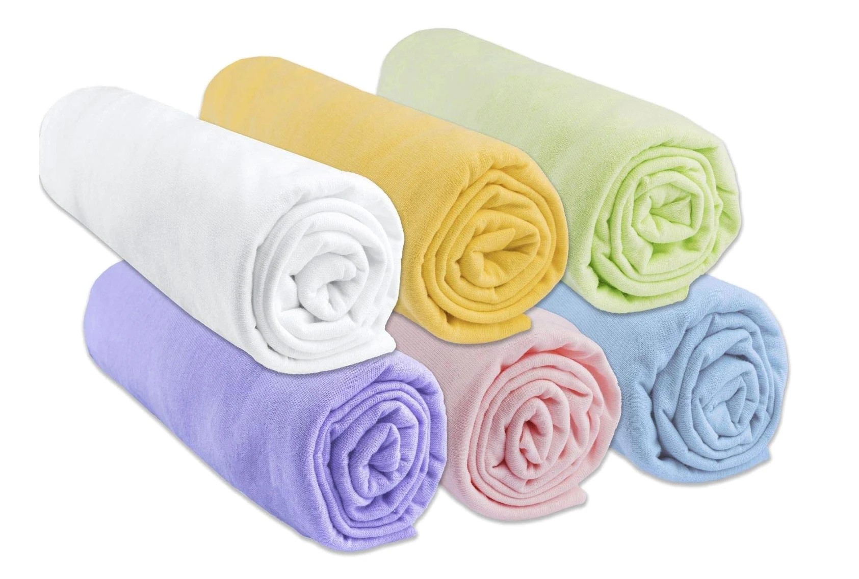 Spannbettlaken für Babybett, 60 x 120 cm, Jersey / Baumwolle, verschiedene Farben, 6 Stück