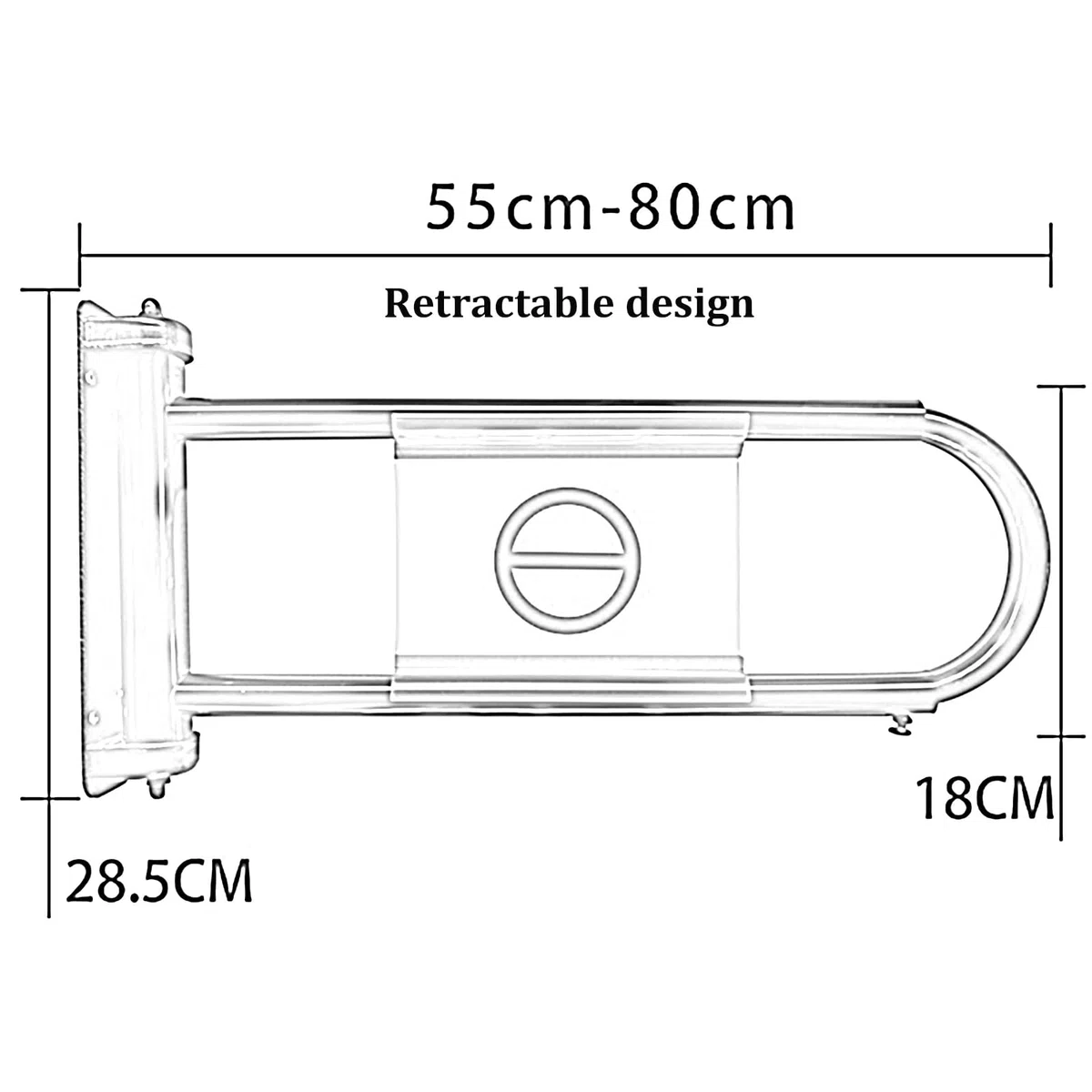 Sicherheits-Türstopper aus Metall, unidirektional, für den Eingang, verstellbar, 55–80 cm, schwarzer Schwingtürverschluss für Bibliothek und Heimgebrauch