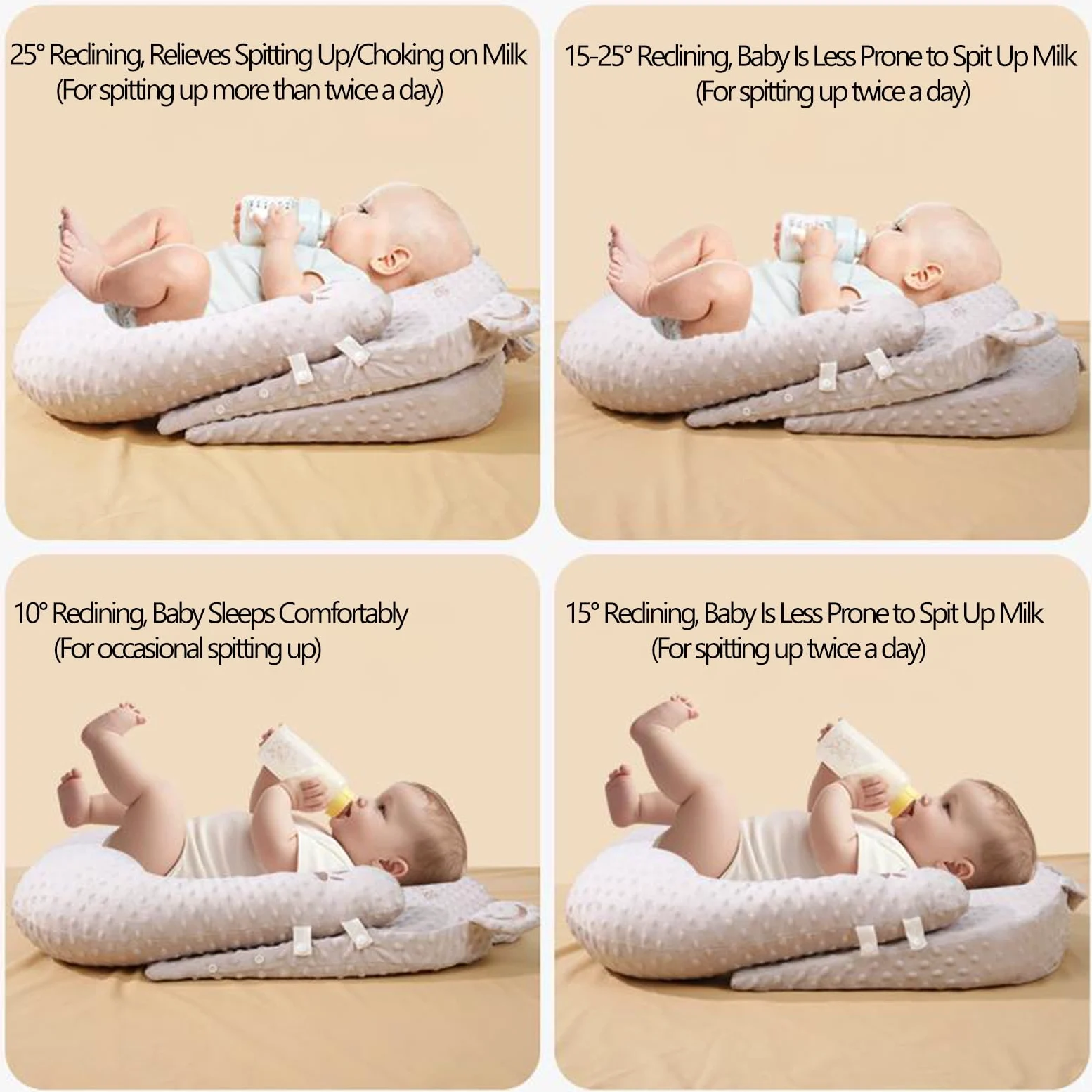 Baby Stillkissen, Anti-Überlauf-Kissen zur Reduzierung von Spucken, Mehrzweck-Stillkissen, Babybett, Anti-Reflux, verstellbares U-förmiges Kissen mit Griff Für Neugeborene (1–12 Monate)