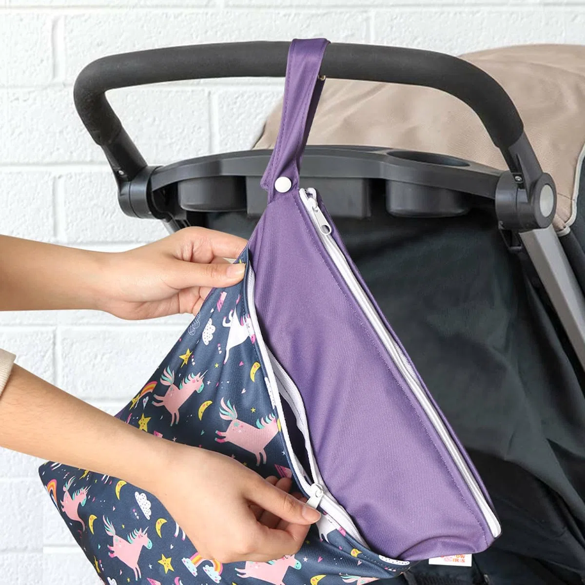 Daysskk 3 stück Nassbeutel Kindergarten Mädchen Windeltasche Wetbag Wasserdicht mit Reißverschluss Wäschebeutel für Kita Schwimmen Reisen 30 * 40 cm