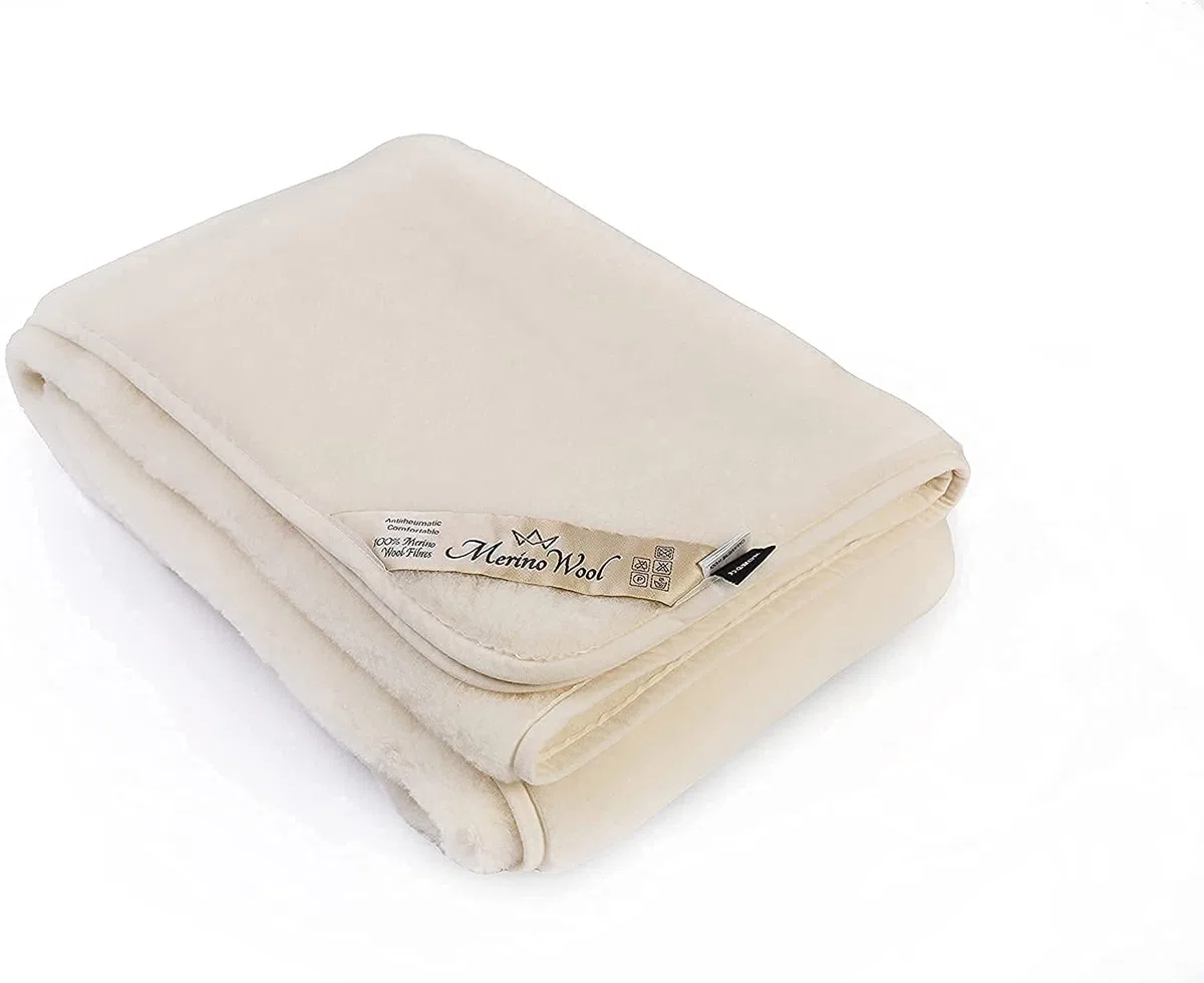 Wolldecke Schurwolldecke 100% Merino Gewichtsdecke BEIGE 160 x 200