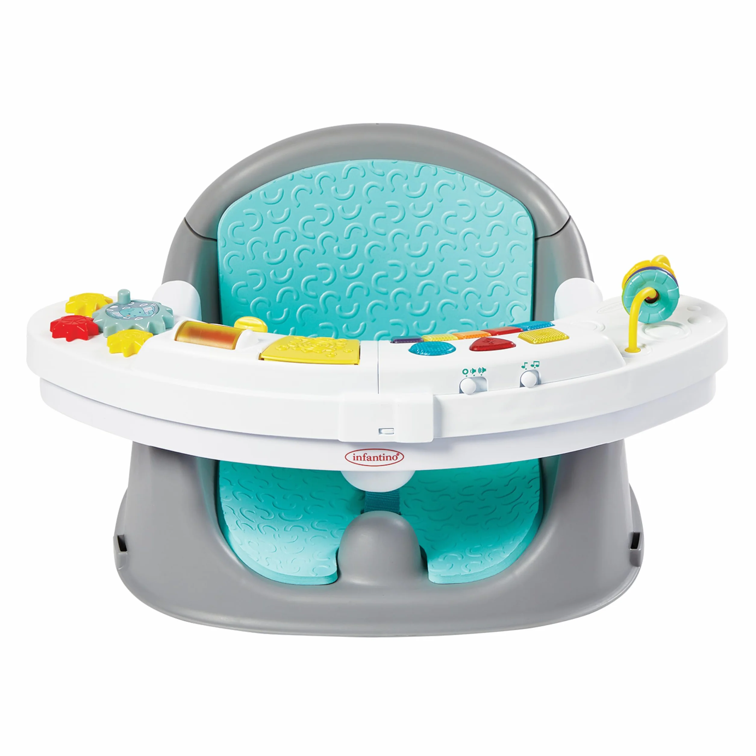 Infantino Music & Lights 3-in-1 Baby-Booster, Entdeckungssitz, Mitwachsend, Umwandelbarer Baby-Sitz, Blau