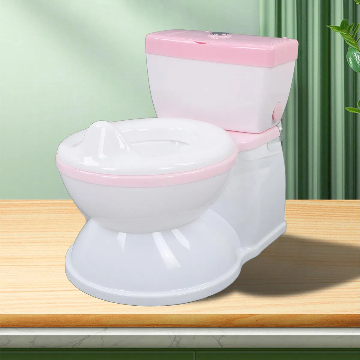 Asixxsix Töpfchen für Kleinkinder, realistisches Spülgeräusch, rutschfester Boden, leicht zu reinigen, mit Aufbewahrungsbox für und Mädchen (PINK)