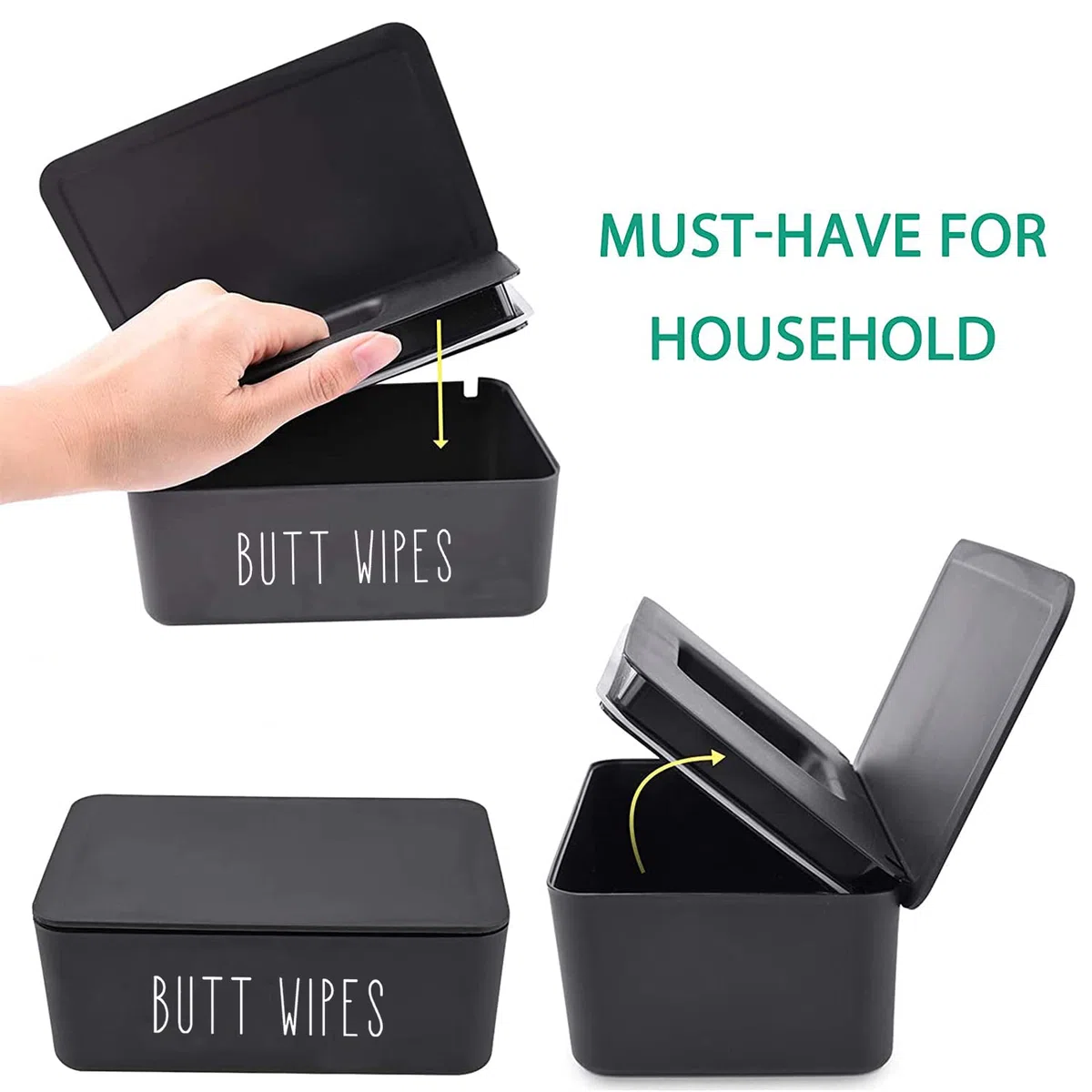 Moorfowl Spender für Feuchttücher für Badezimmer, 21,6 x 12,4 x 9,9 cm (L x B x H) | Große Kapazität, spülbarer Tücherhalter, Behälter für Toilette