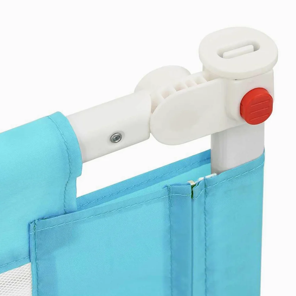 Kleinkind-Bettschutzgitter Blau 200x25 cm Stoff, höhenverstellbar, klappbar Schutzgitter für Kinderbett, Babybett, Elternbett, Absturzsicherung und Bettumrandung für sicheren Schlaf