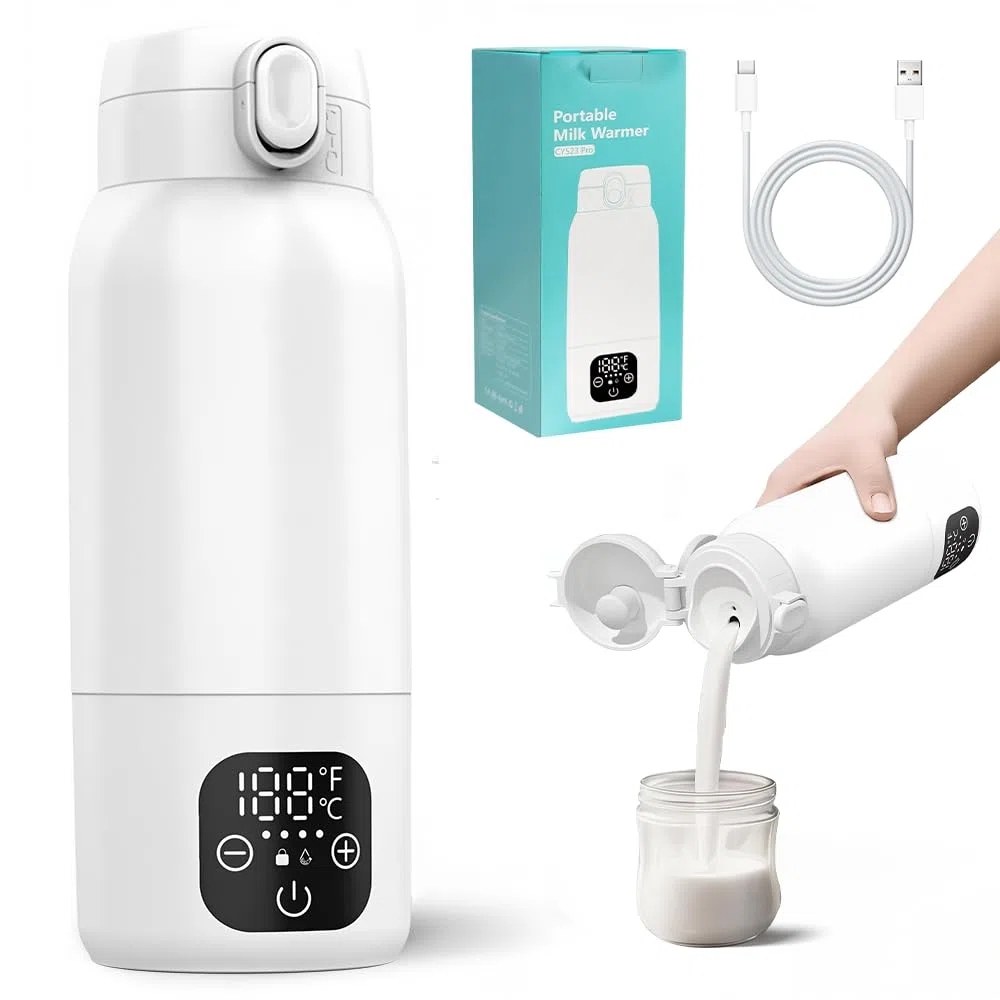 Flaschenwärmer Baby Unterwegs, 500ml Tragbarer Baby Flaschenwärmer mit 11000mAh Schnelles Aufheizen Babyflaschen Wärmer mit LCD-Display Milchwärmer Baby für Muttermilch, Wasser, 35-70℃ Einstellbar