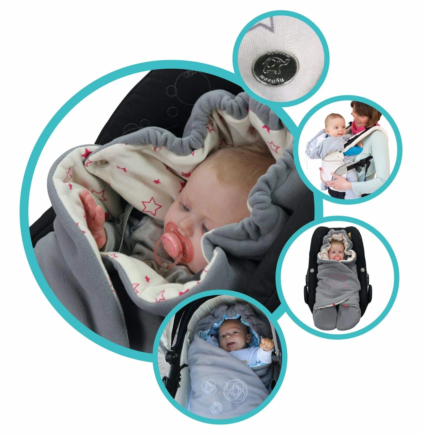 ByBoom Baby Einschlagdecke für die Übergangszeit und Sommer, Oeko-TEX 100, Universal Kuscheldecke für Babyschale, Autositz, Baby Decke für Kinderwagen, Buggy