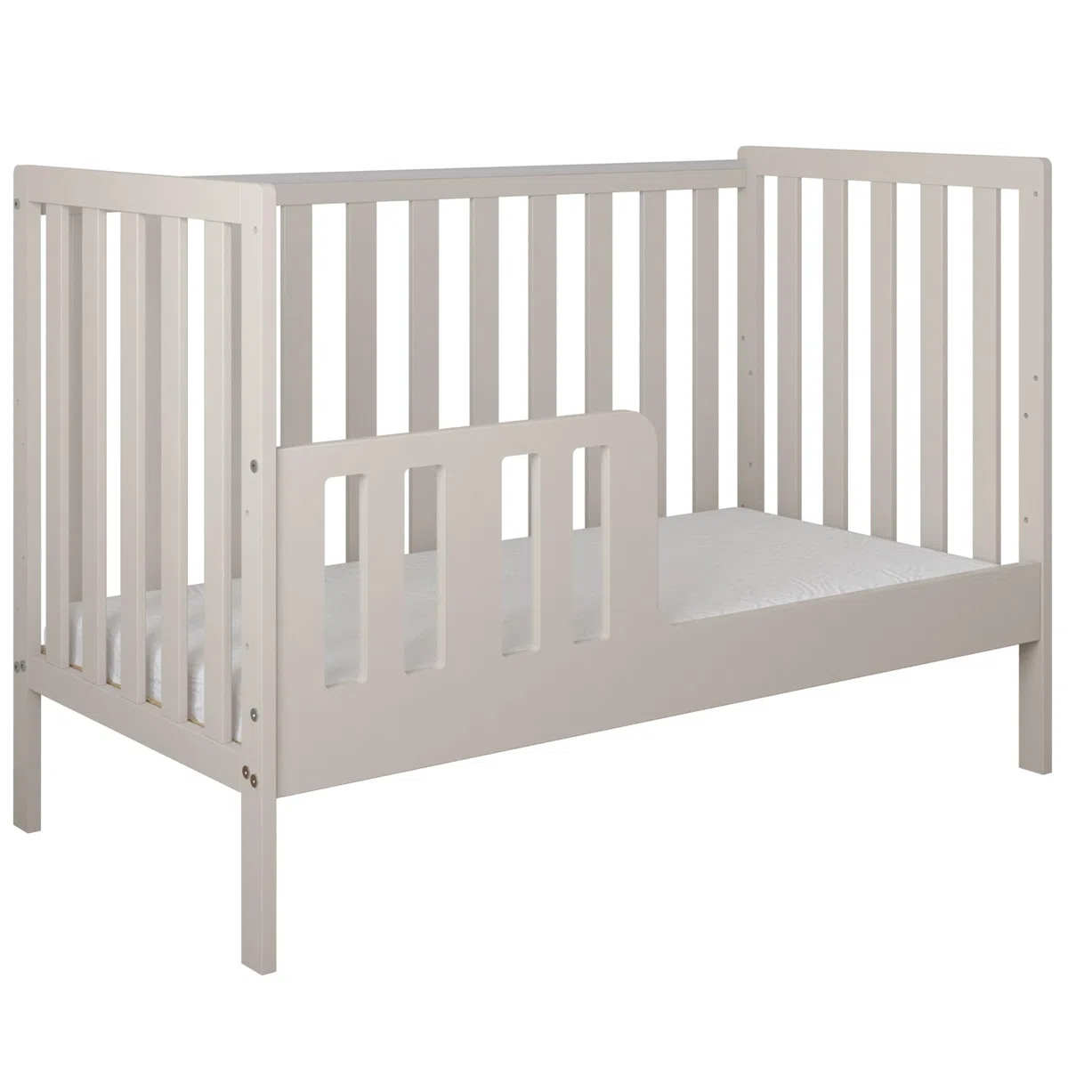 zee - Babybett Kinderbett, 2w1 Bett Bambi - Dreistufige Einstellung für Nicht Sitzendes, Sitzendes und Stehendes Kind - Zwei Abnehmbare Sprossen - mit Geländer - 60x120x86cm, Cachemire