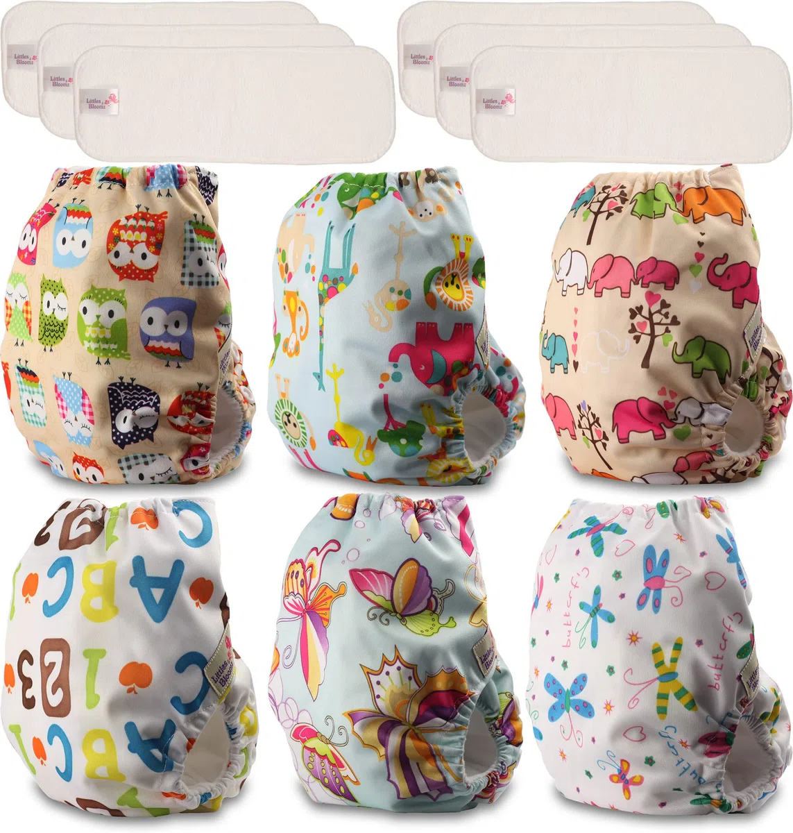 Littles & Bloomz Pocket Mehrwegwindeln Baby Windel Neugeborene und Frühchen 6 Neugeborene Windeln 6 Neugeborene Microfasereinlagen NB-603MF6
