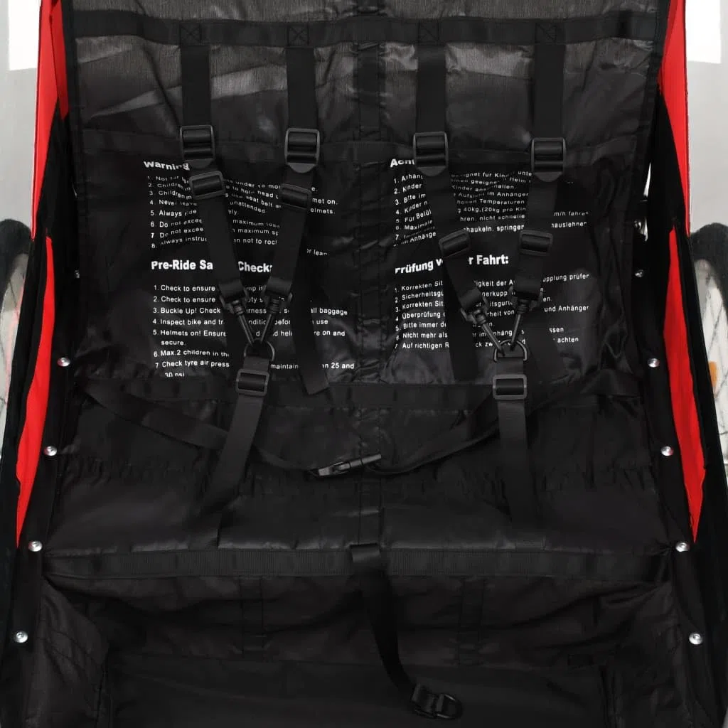 2-in-1 Kinder-Fahrradanhänger & Buggy, Schwarz und Rot, Artikelfarbe: Schwarz und Rot