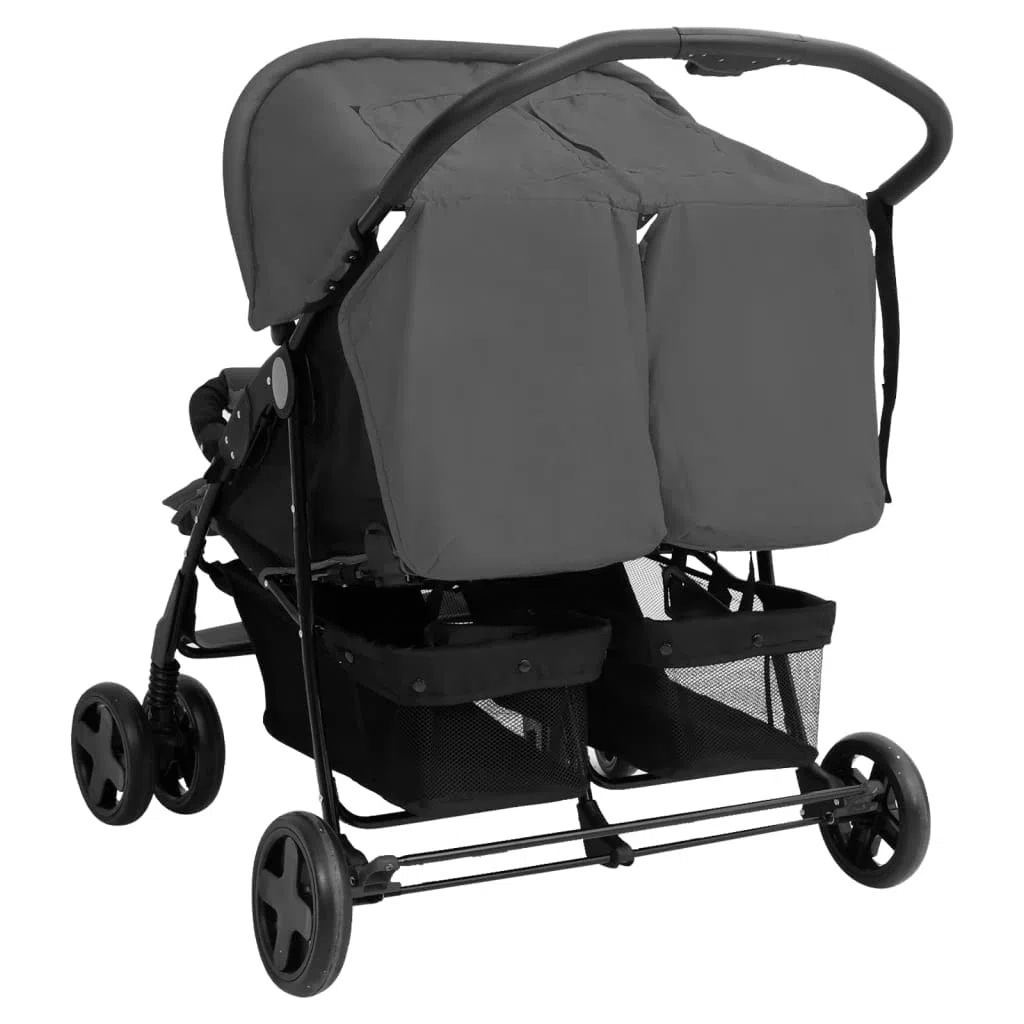 Willood Tandem Kinderwagen Geschwisterwagen Zwillingskinderwagen Dunkelgrau Stahl