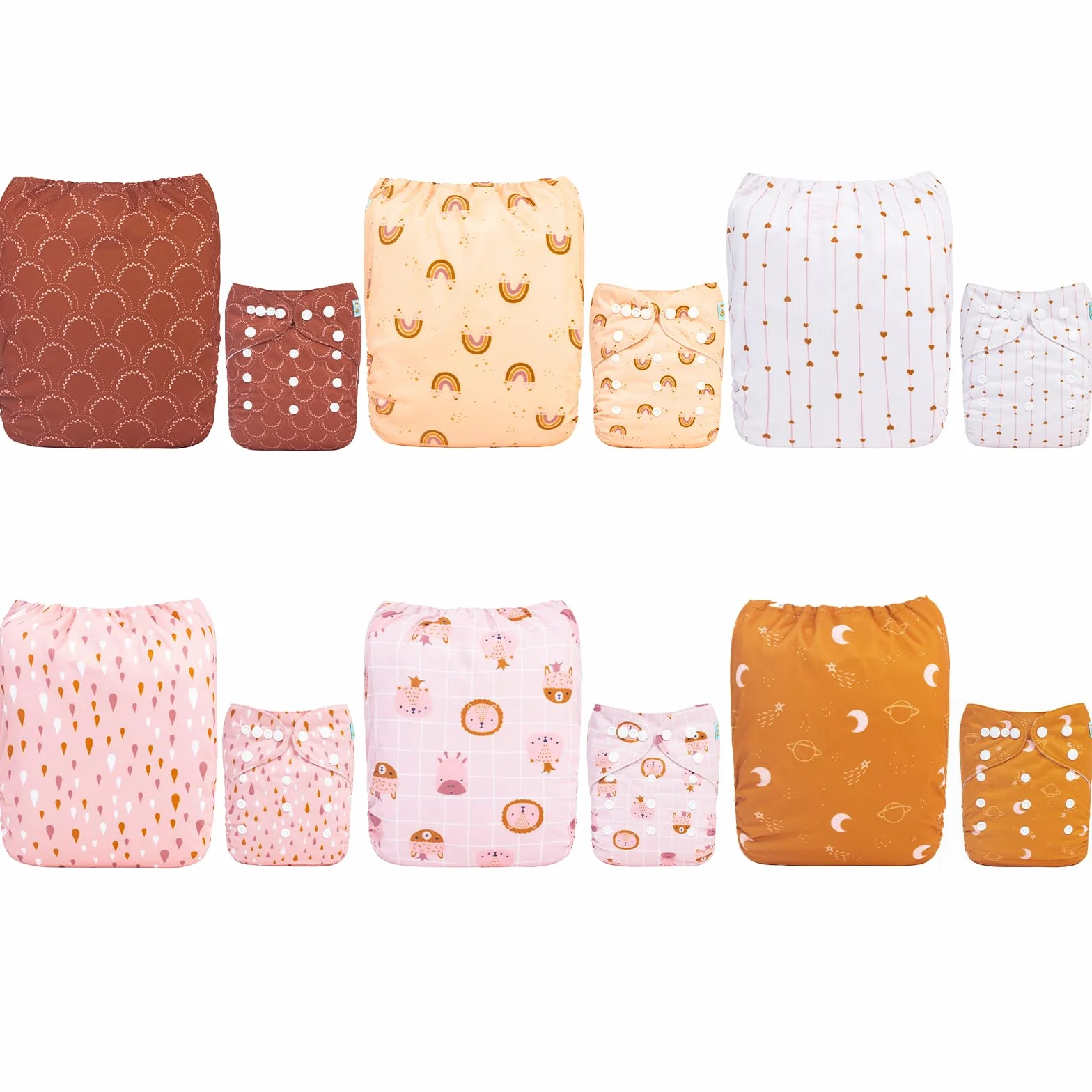 ALVABABY-Stoffwindeln Baby, Stoffwindeln Wiederverwendbar, Waschbar, 6 Windeln + 12 Stoffwindel Einlagen 6DM104-DE