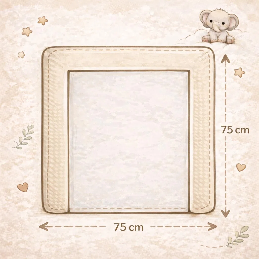 Wickelauflage Set 6-teilig – Wickelunterlage aus Baumwolle & Waffelstoff – Baby Wickelauflage – Geschenk zur Babyparty – Wickeltischauflage – 75x75 cm (Breite x Tiefe), Zweige und braun