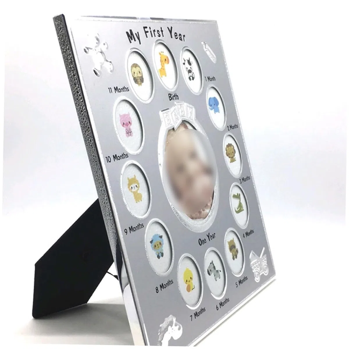 My First Year zum Ersten Geburtstag Bilderrahmen aus Metall für Babys Zufälliger Stil mit Stabilem Stand als Babyfotorahmen für Zuhause und Geschenk