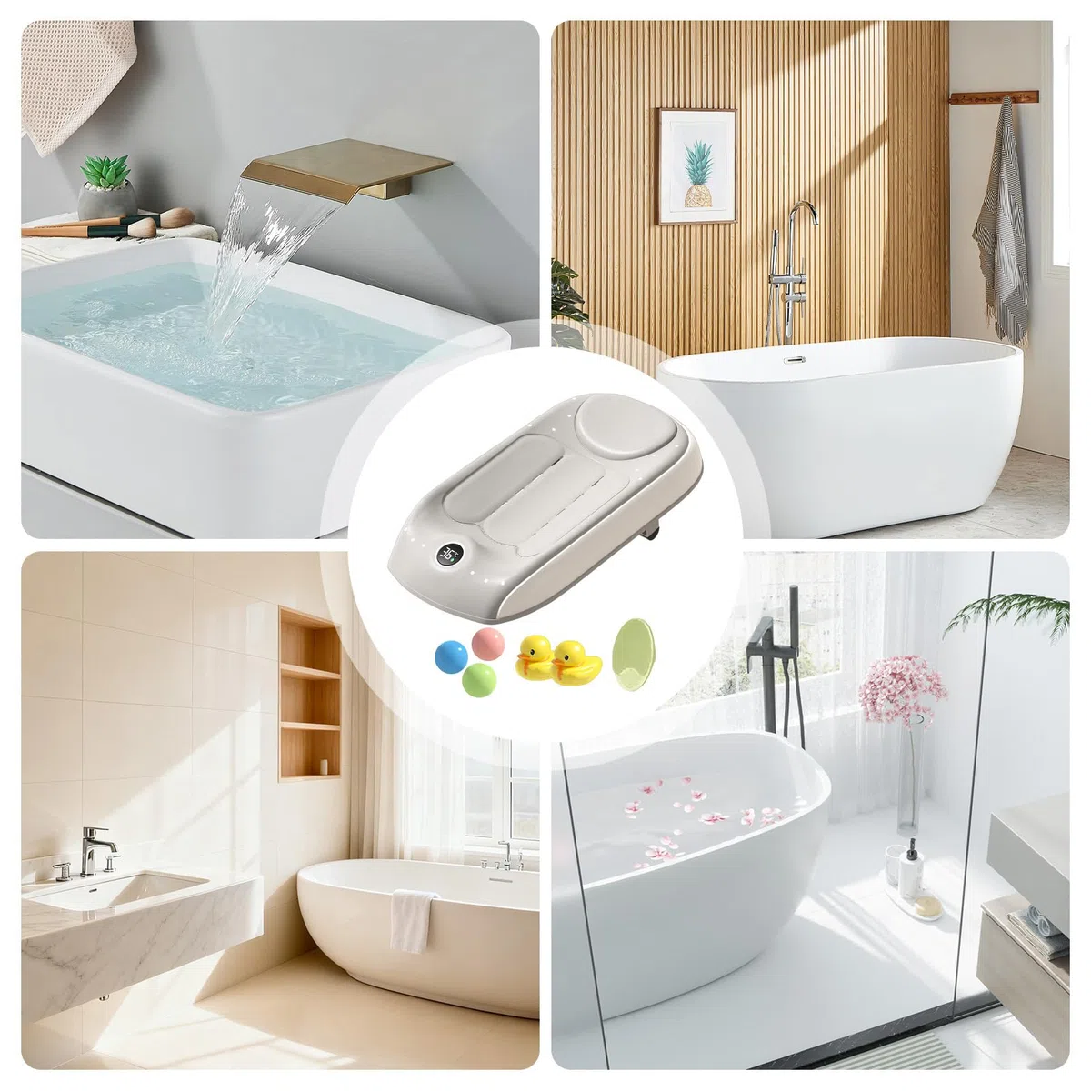 Kids-Badewannenstütze | Duschschutz-Halterung mit Temperatursensor - Drei Höhenstufen verstellbare Badewanne - für Zuhause Reise Hotel Dusche