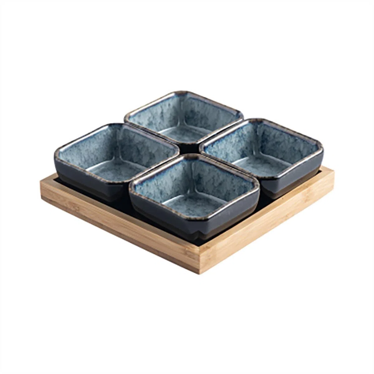 Keramik-Soßenschälchen Ceramic Divided Dip Soy Sauce And Snack Bowls Set Multicolor 4 Pcs(B)