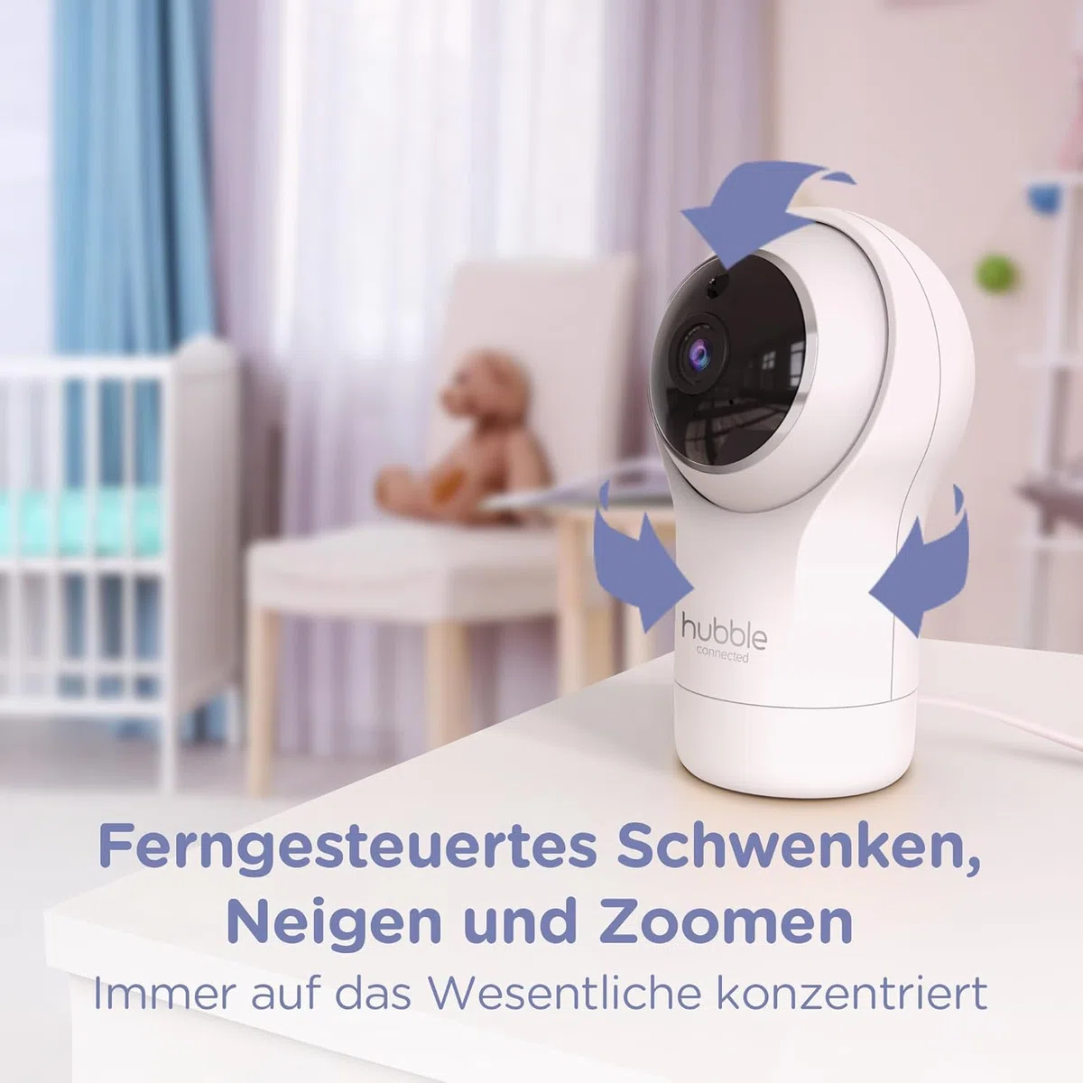 Hubble Connected Nursery Pal Glow, Babyphone mit Kamera, 7-Farben-Nachtlicht, Raumtemperatursensor, Schwenk-Neige-Zoom, 2-Wege-Kommunikation, Nachtsicht, WLAN, App