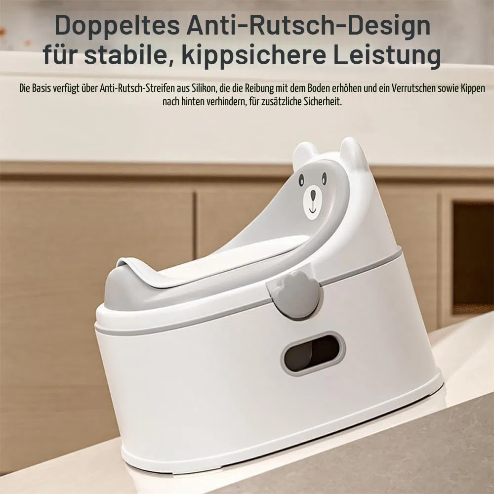 Töpfchentraining-Toilettensitz für Kleinkinder, multifunktionales tragbares Töpfchen mit Spritzschutz, verstaubares Design mit Fußhocker, minimalistischer schlanker Optik, leicht zu reinigen (Grau)