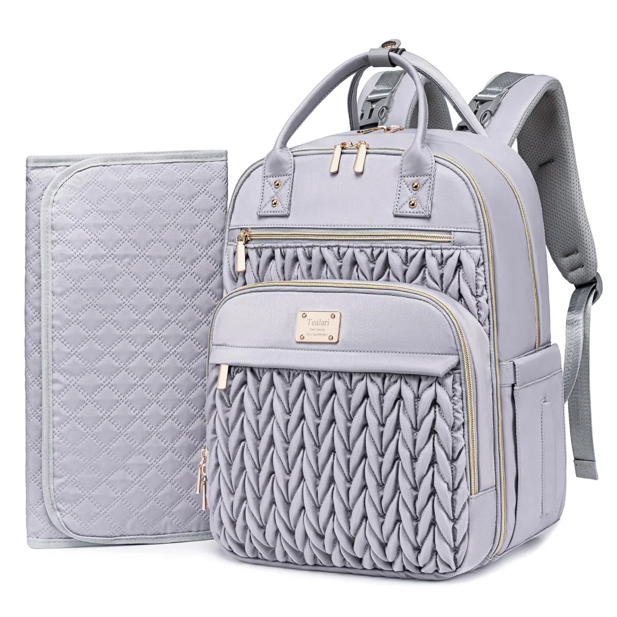 Tealari Wickeltaschen-Rucksack, stilvolle Baby-Wickeltasche, wasserdichter Reise-Wickelrucksack mit Wickelunterlage, Kinderwagengurten