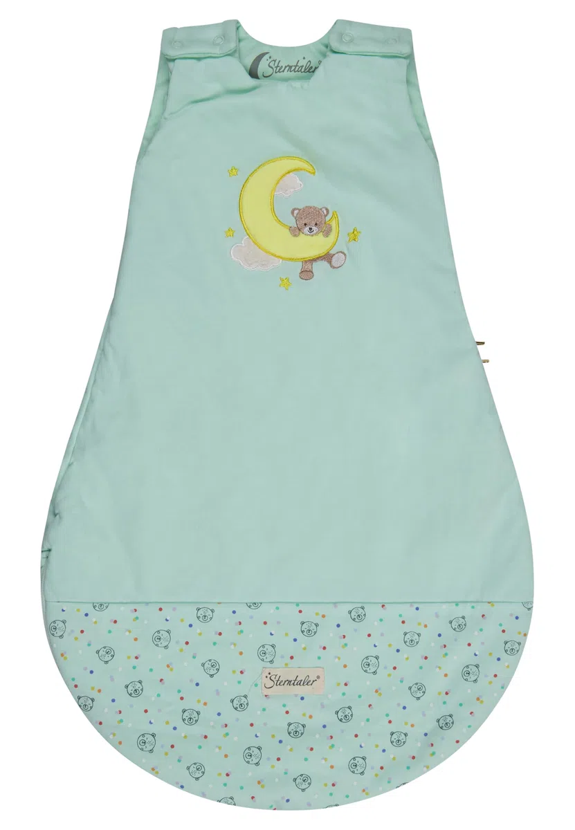 Sterntaler Babyschlafsack 62/68 cm Bär Bo, Polycotton-Schlafsack mit Stickerei, Hydrocool Futter, leichter Wattierung, Zwei-Wege-Reißverschluss, Mesheinsatz, mintgrün, 1,50 TOG, Größe 68