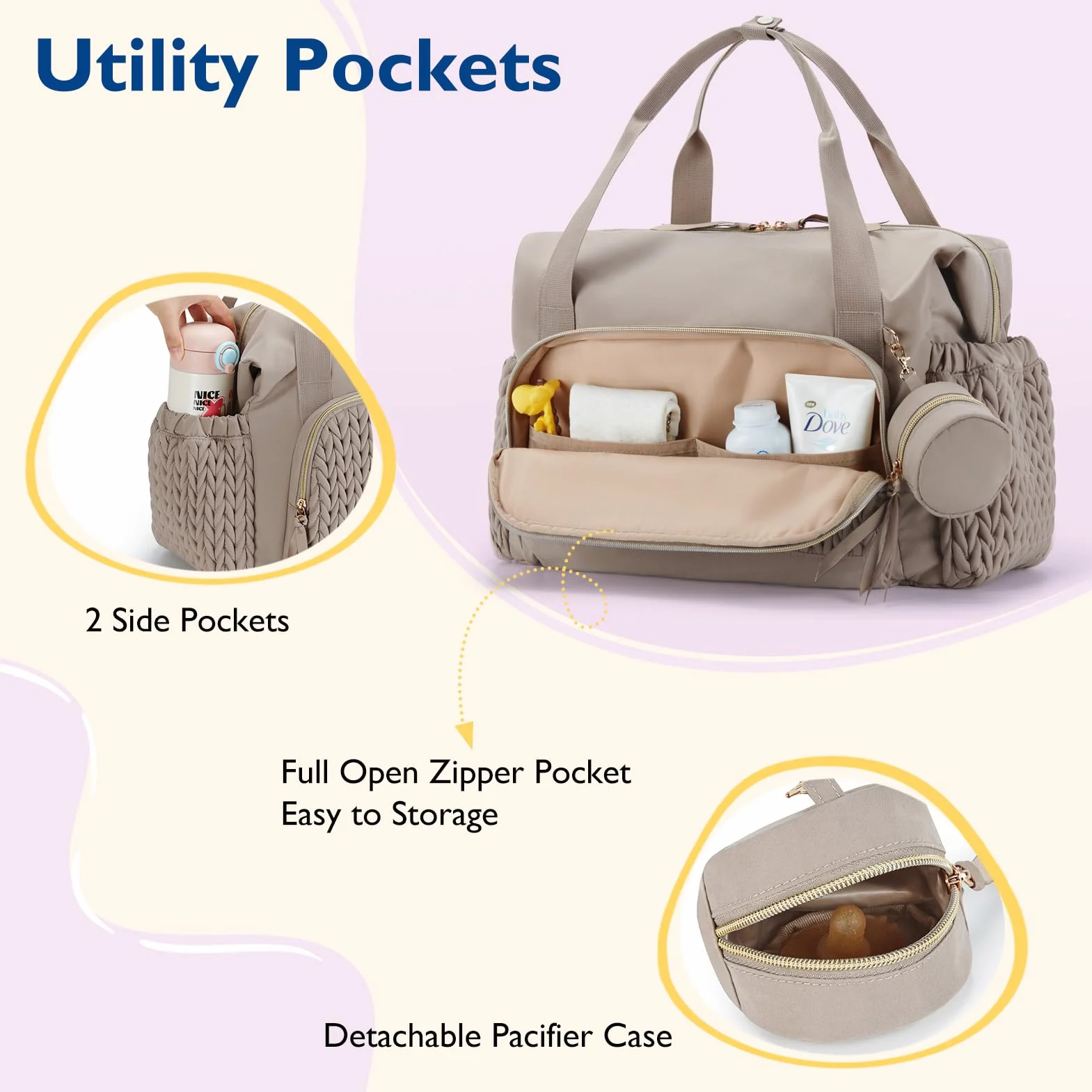 mommore Wickeltasche, geräumige Reise-Wickeltasche, Kliniktasche für die Geburt, Babytasche mit Schnulleretui