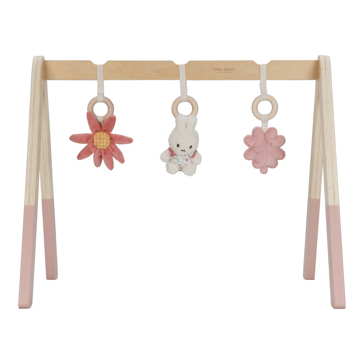 nijntje miffy x Little Dutch Baby Gym Spieltrapez Spielbogen Holz inkl. Anhänger Hase Miffy rosa - Lucky Blossom