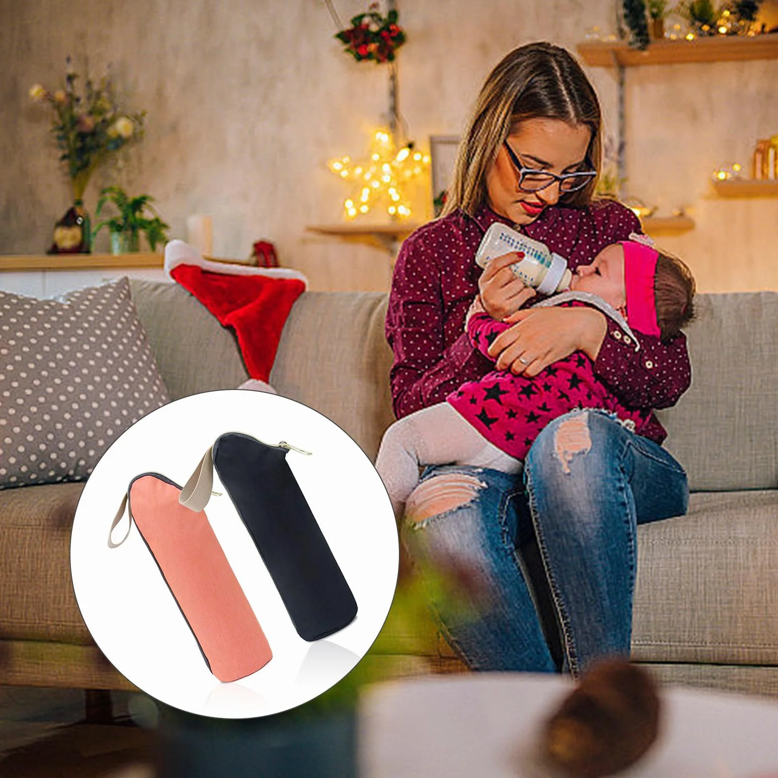 Isoliertasche Babyflasche, 2 Stück Kühltasche für Flaschen, Thermotasche Babyflasche mit Knopfband, Thermotasche für Bewahren Sie Babyflaschen Auf